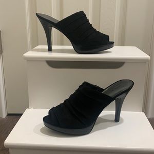 Suede upper 4” slip on high heel